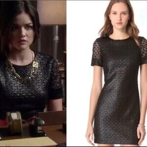 Diane Von Furstenberg Black Lace Shimmer Cindy Cocktail Dress Evening Mini 6